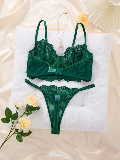 LINCARIE – Embroidered Floral Push-Up Lingerie Set