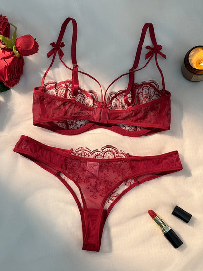 LINCARIE – Embroidered Floral Push-Up Lingerie Set