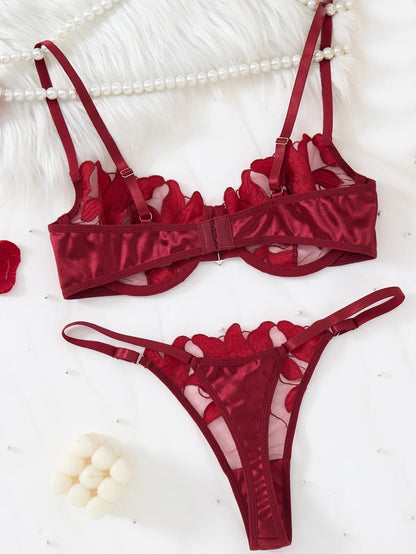 LINCARIE – Embroidered Floral Push-Up Lingerie Set