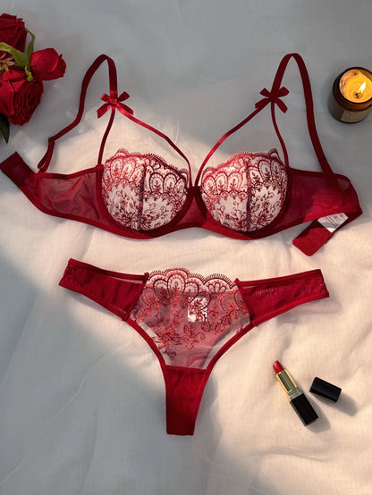 LINCARIE – Embroidered Floral Push-Up Lingerie Set