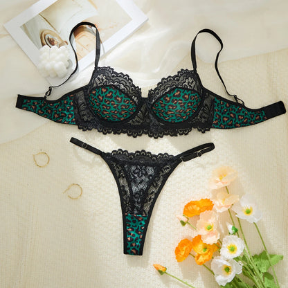 LINCARIE – Embroidered Leopard Push-Up Lingerie Set