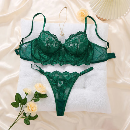 LINCARIE – Embroidered Floral Push-Up Lingerie Set